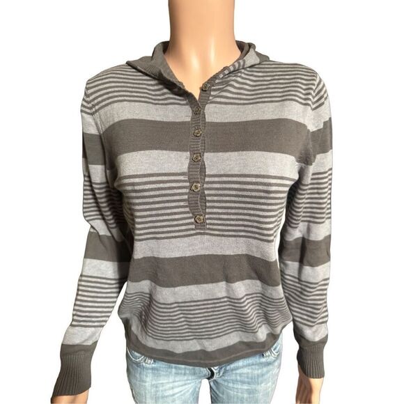 Bundle 2 Long sleeve stripe half button Henley hoodie sweatshirt top M - Picture 10 of 10